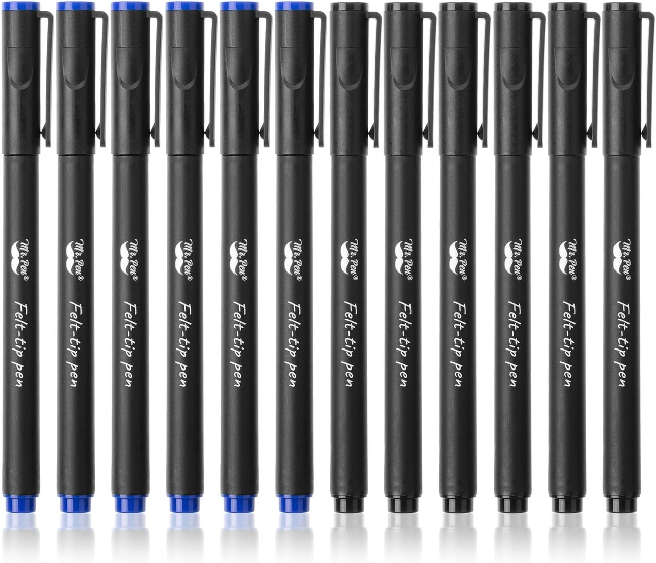 Felt Tip Pens, Pack of 12, Black & Blue, Fast Dry, Fine Point Pens Black Felt Tip Pens, Bible Journaling Pens, Felt Pens, Planner Markers, Pens for Journaling, Colored Pen, Colorful Pens